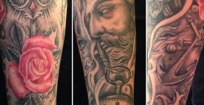 Graphicaderme-Steven-Tatoueur-Poseidon-Trident-Montre-Rose-Avignon