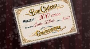 Bon cadeau tatouage de 300 euros chez Graphicaderme, studio de tatouage à Avignon, valable pour tatouage ou piercing