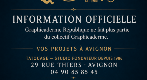 Graphicaderme Avignon : tatouage au 29 rue Thiers et piercing au 27 rue Thiers