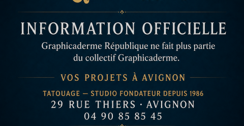 Graphicaderme Avignon : tatouage au 29 rue Thiers et piercing au 27 rue Thiers