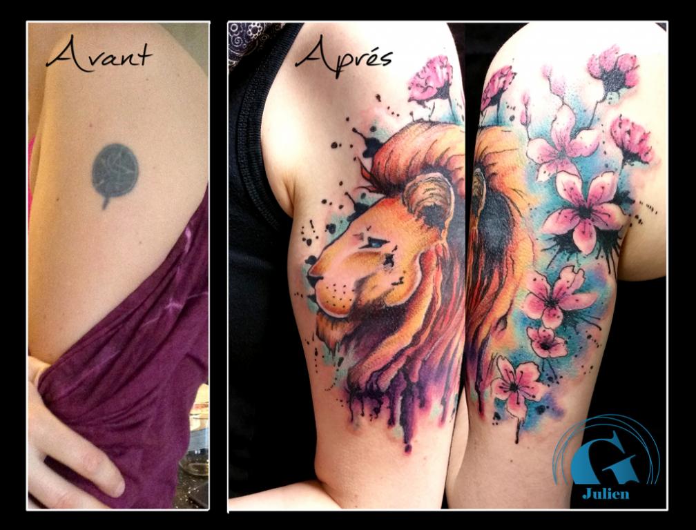 graphicaderme_avignon_cover_recouvrement_fleur_tatouage_lion_aquarelle