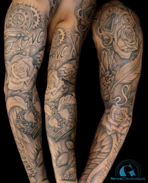 Tatouage bras complet par Steven Chaudesaigues 