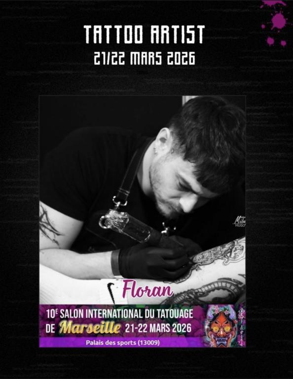 Floran tatoueur réaliste du studio Graphicaderme Avignon participant à la convention de tatouage de Marseille 2026