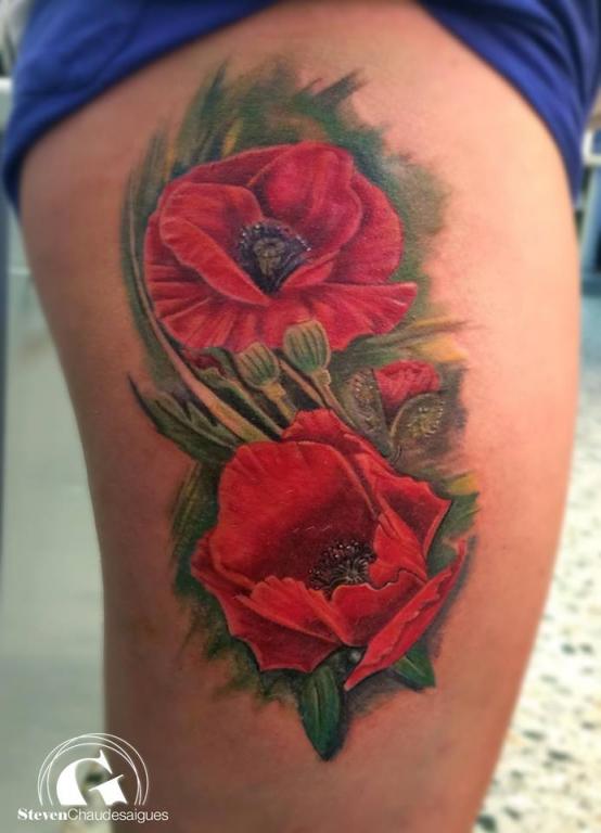 graphicaderme-steven-tatouage-couleur-coquelicot-fleur