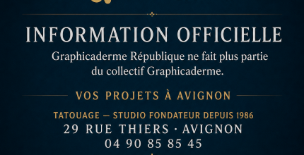 Graphicaderme Avignon : tatouage au 29 rue Thiers et piercing au 27 rue Thiers