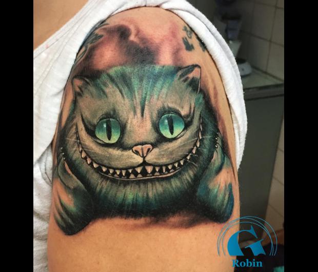 Chat Alice Au Pays Des Merveilles Tatouage Chat Alice Au Pays Des Merveilles Tatouage