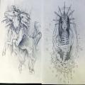 dessin tatouage dark cheval femme